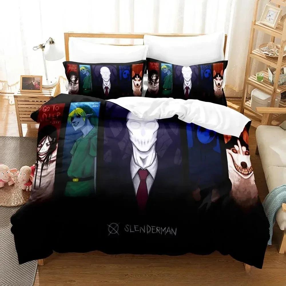 Jeff and Jane Creepypasta Bedding Set Single Twin Full Queen King Size Bed Set Adult Kid Bedroom Duvet Cover Sets 3D Print Anime