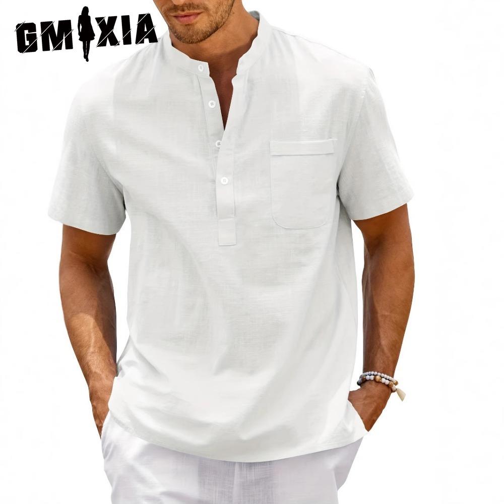 

GMXIA Мужская мода повседневные однотонные принтованные топы и футболки S белый