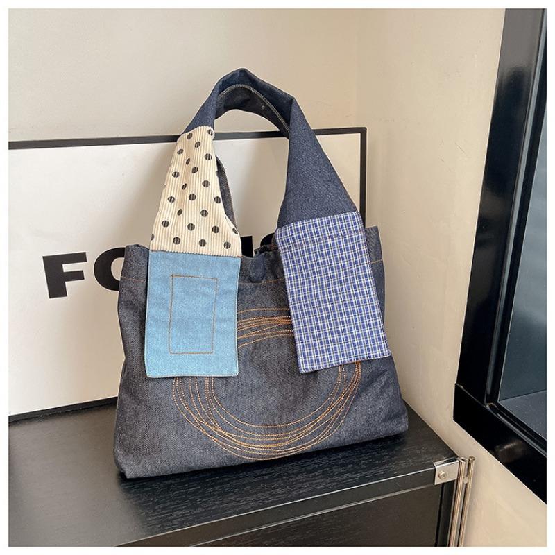 Embroidered Canvas Bag Women's Large-capacity New Summer Versatile Casual Shoulder Bag College Student Tote Bag