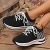 Fashion 2025 Fashion Black White Striped Running Shoes for Women Brearthable Mesh Knitted Sneakers Woman Anti Slip Casual Sports Shoes