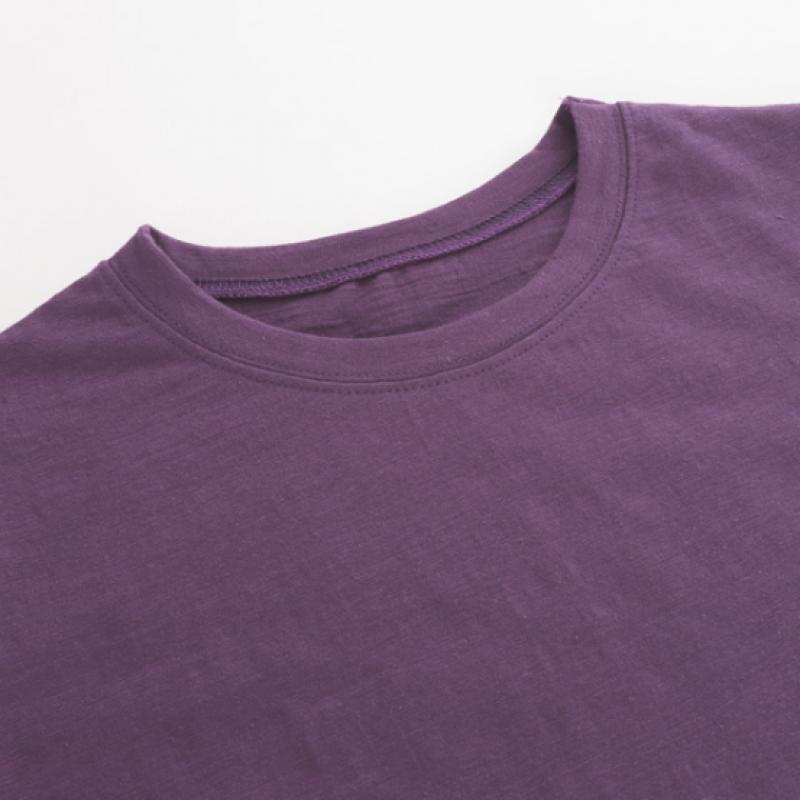 Shop Women Basic Semi Crop Round Neck Long Sleeve T shirT True Purple Dai Wsh