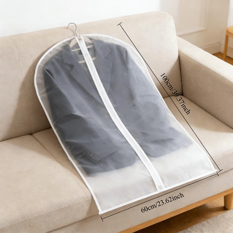 5pcs Thickened Transparent Garment Bags with Full Zipper Closure - Suitable for Suits, Wedding Dresses, Travel And Wardrobe Organization