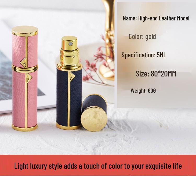 Luxury Leather 5ml Bottom-Fill Perfume Travel Spray Bottle - TSA Approved, Portable Gift.
