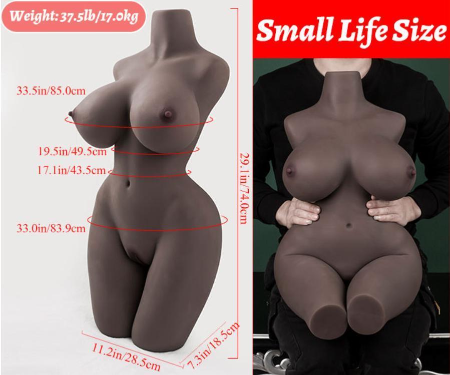 Polovičné telo a bezrúka čierna bacuľatá veľké prsia realistický zadok silikónová sexuálna bábika realistické prsia hračka pre dospelých masturbátor