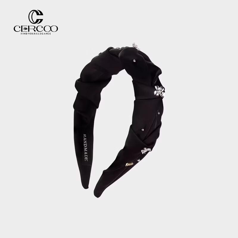 Cercoo Rose Notes Black Pleated Wide Headband