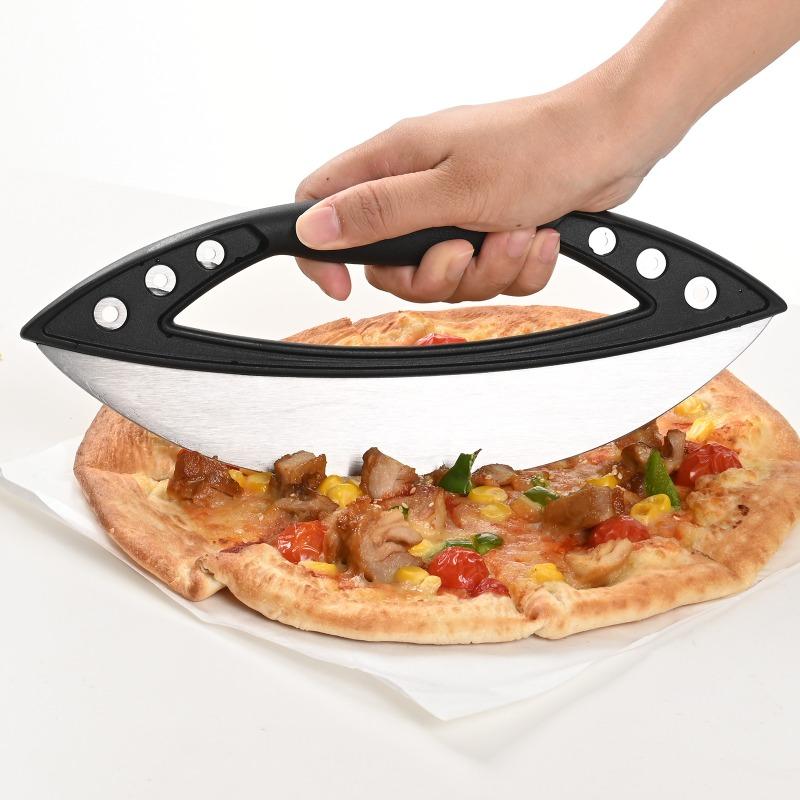 12" Pizza Cutter Rocker -Razor Sharp Stainless Steel Slicer Knife with Blade Cover Pizza Slicer with Cover for Pizza Tools