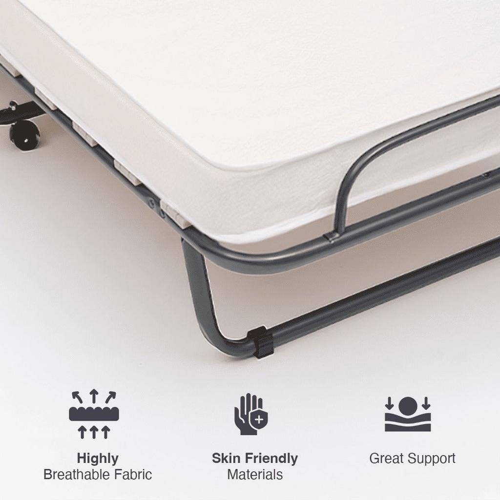 The White Stone Lit pliant avec matelas 80x190 cm en waterfoam | Lit pliable 