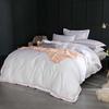 WTEMPO Europe Style Jacquard Bedding Set 4pcs Lace Bedclothes Bed Set Satin Duvet Cover Sheet Set