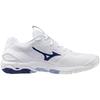 Mizuno Wave Stealth 6 Handball Club Wide White x Size 2E Shoes, Activities, Width, Lightweight, Indoor, Navy, 26.0 cm,