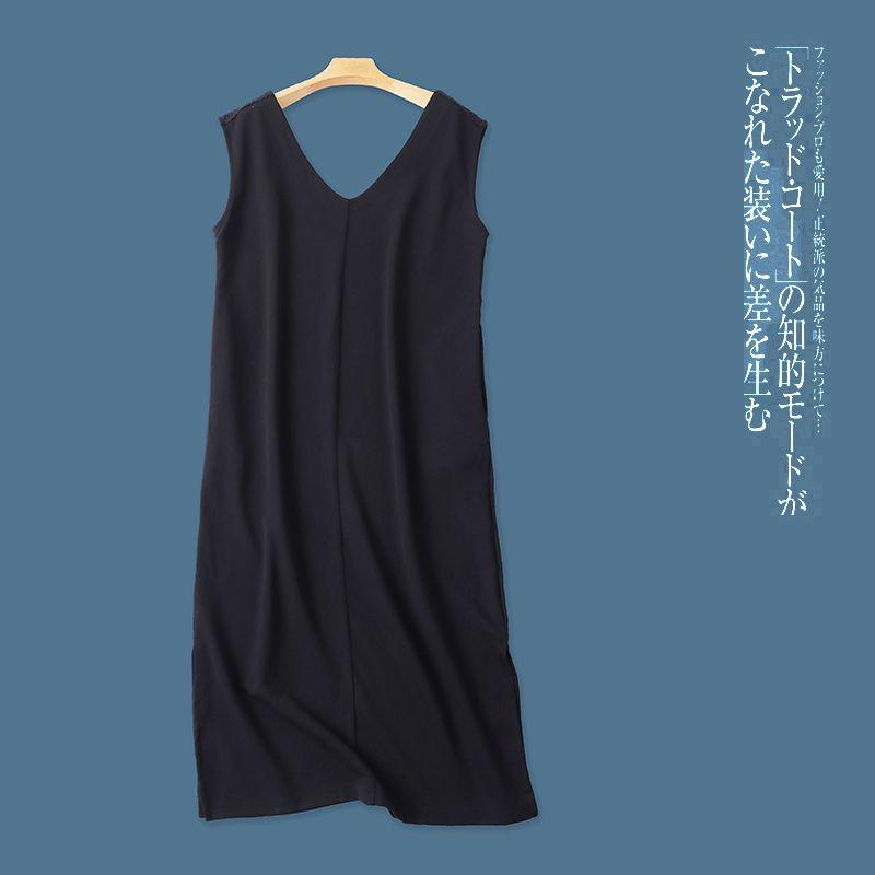 Orders Exported to Japan Vest Skirt Spring and Autumn New Women clothes Fashion Loose round Neck Pullover Straight Mid-Length Dress 31381