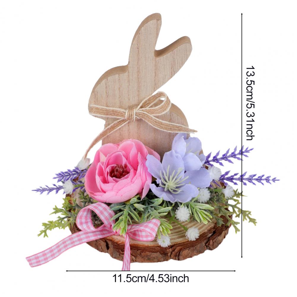 Cute Rabbit Easter Bunny Ornament Wooden Easter Decoration Easter Bunny Wooden Sign Decor Spring Flower Desktop Ornament Tiered