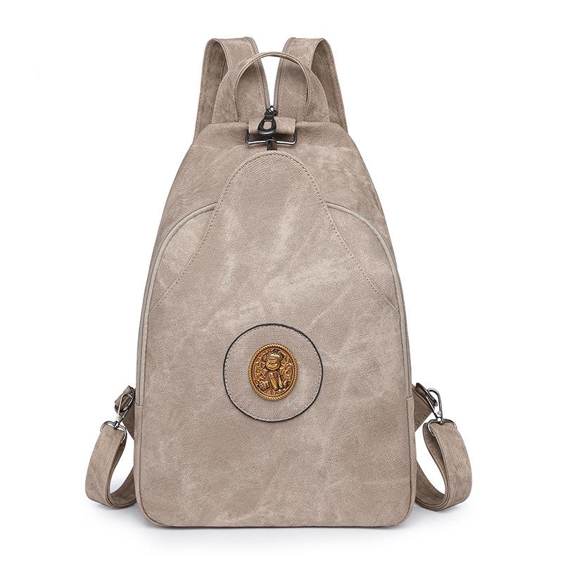 Retro Large Capacity PU Backpack Women's Chest Bag