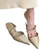 Fashion Summer New women Fashionable Thin Heel Pointed Middle Heel Small Cap Half Slippers for Wearing Simple Versatile Women's Shoes