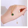 Simple Design Emerald Zircon Pendant Diamond Inlaid Titanium Steel Necklace For Women