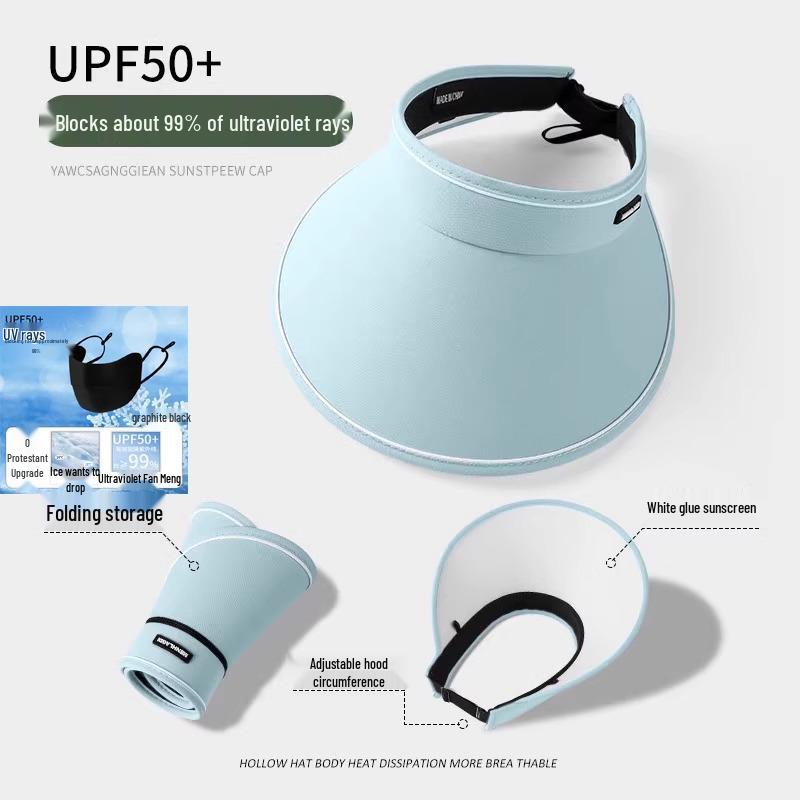 Women's Foldable Summer Sun Hat - UV Protection, Empty Top, Outdoor 2025 Design