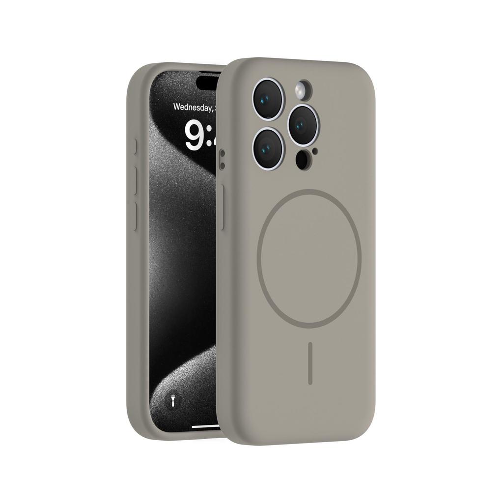 Custodia Magnetica in Silicone a 16 Pulsanti per iPhone 15 Pro Max con Design Lenti a Filo