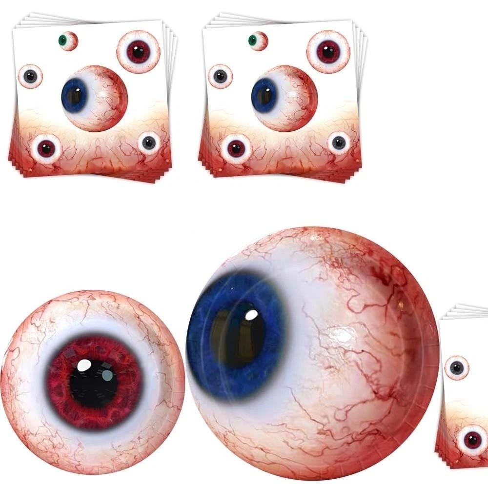 Plates Eyeballs Disposable Tableware Napkin Halloween Party Dinnerware  Party Accessories