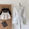 French Solid Lace Sweet Puffy Skirt New Women's Autumn Winter New Ballet Style Cake Skirt Fashion High Waist Short A-line Skirts