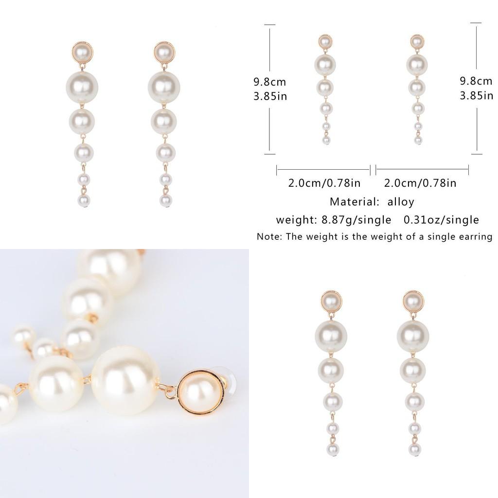 Fashionable Long Gradient Pearl Earrings Unique And Trendy Jewelry For Women