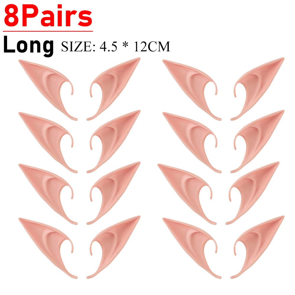 3-10Pair Cosplay Elf Ears Halloween Latex Fairy Angel Elf Masquerade Party Costumes Halloween Party Decor Supplies Photo Props