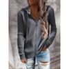 Solid Zip Up Hoodie, Casual Long Sleeve Drawstring Hoodie Sweatshirt, Women's Clothing