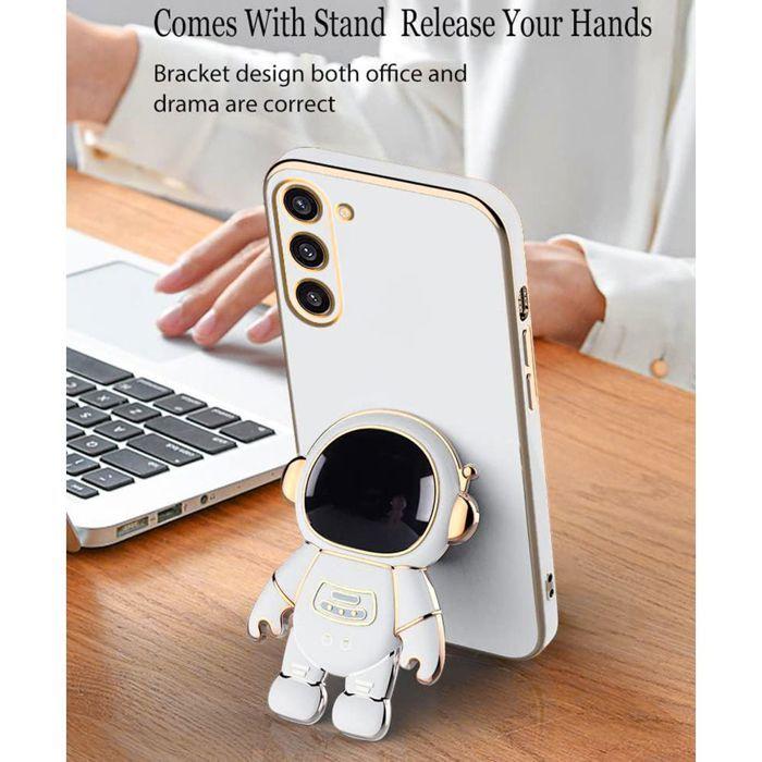 Coque pour Samsung Galaxy A06, Protection Antichoc Silicone avec Support Astronaute 3D - Blanc