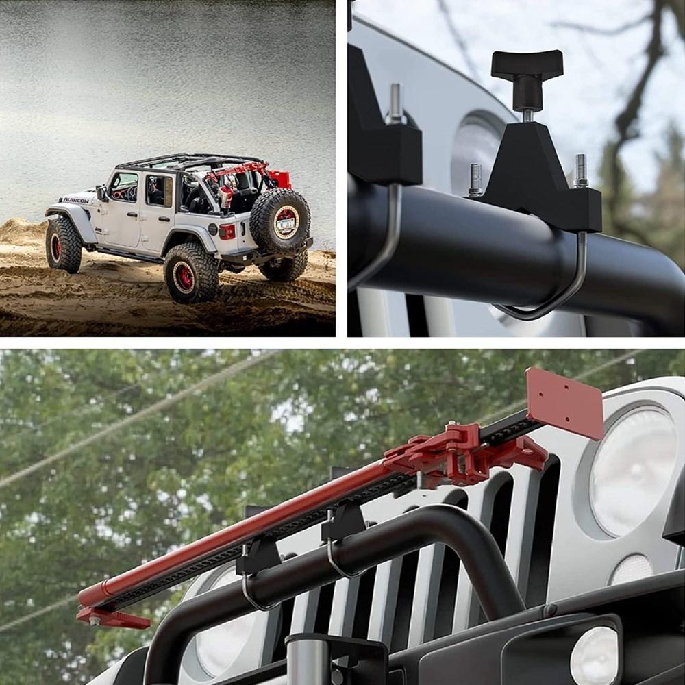 2Pcs Adjustable High Lift Jack Tube Mount Bracket Gasket 1-2.5" (Round/Square) For Jeep Wrangler JK TJ Roof Rack Front JA-1001