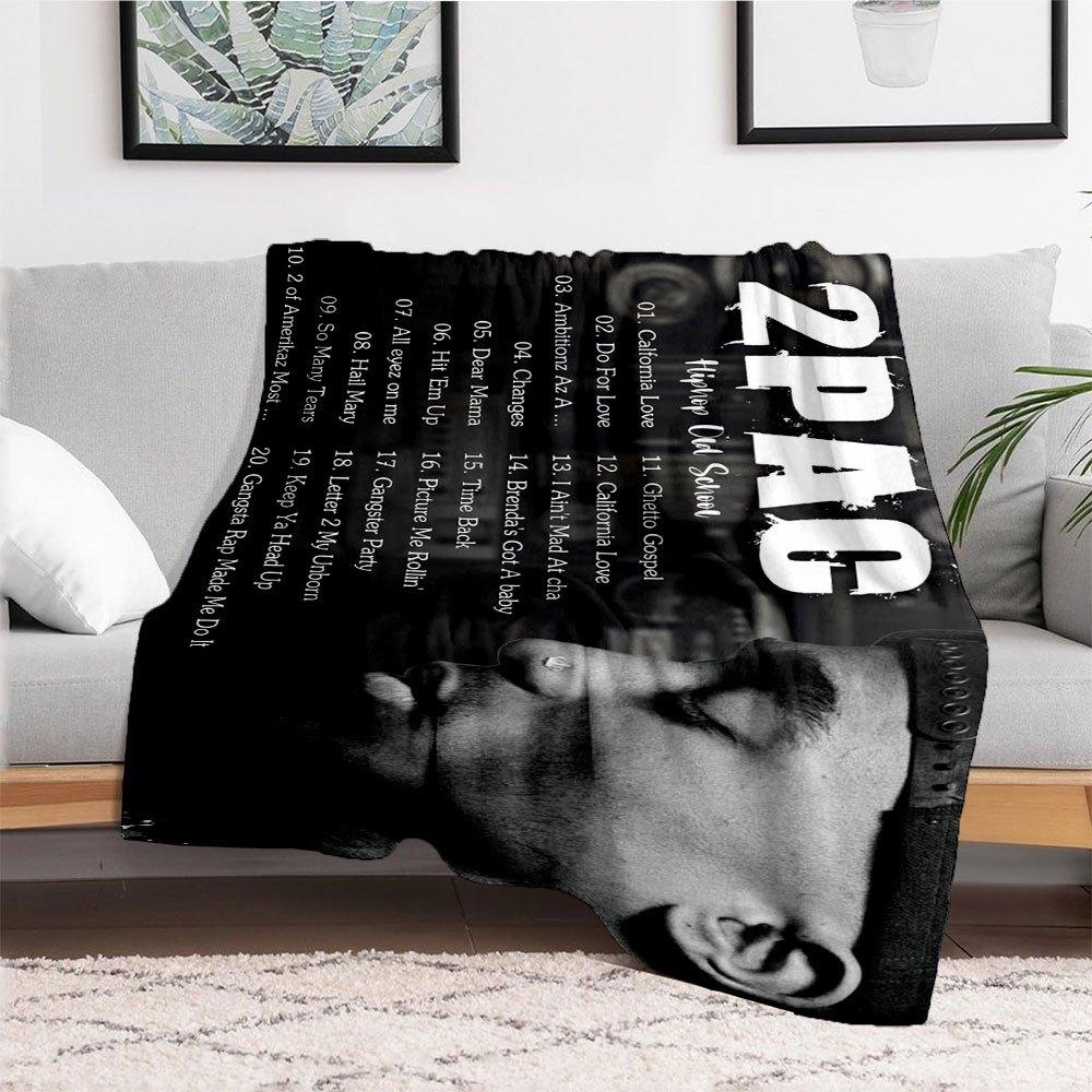 "2Pac: Die größten Hits Kollektion" Flanell-Kuscheldecke für Sofa, Bett, Reisen, Camping, Büro, Couch, Stuhl und Bett Geschenk für Chr
