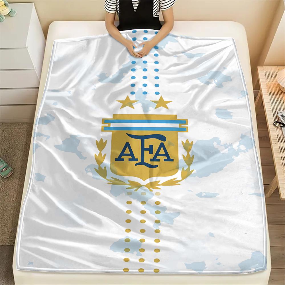 1PC Argentina National Football Team Print Flannel Blanket, High quality All Seasons, Home Decor, Warmth and Comfort, Perfect for Christmas Gifts