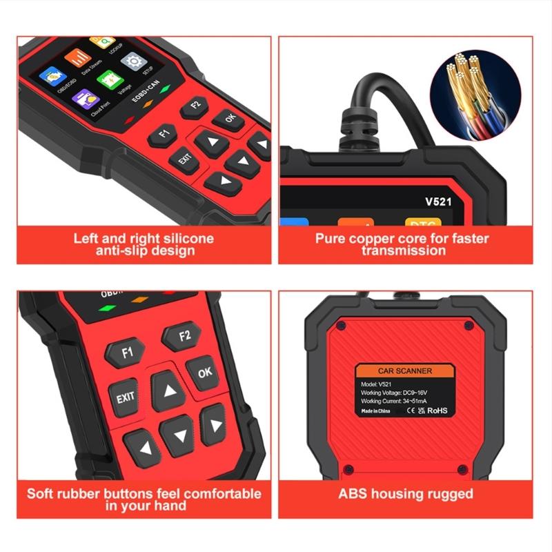 Multifunctional V521 OBD Car Diagnostic Scanner Tester Tool Suitable for Engine Fault Code Reading Quick Error Detection