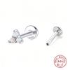 S925 Sterling Silver Opal Threaded Cartilage Stud Earrings for Men and Women