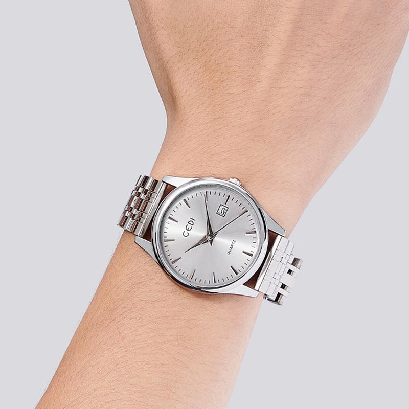 Couple Classic Steel Belt Watch Simple High-End Calendar Waterproof Quartz Watch High-Value Watch
