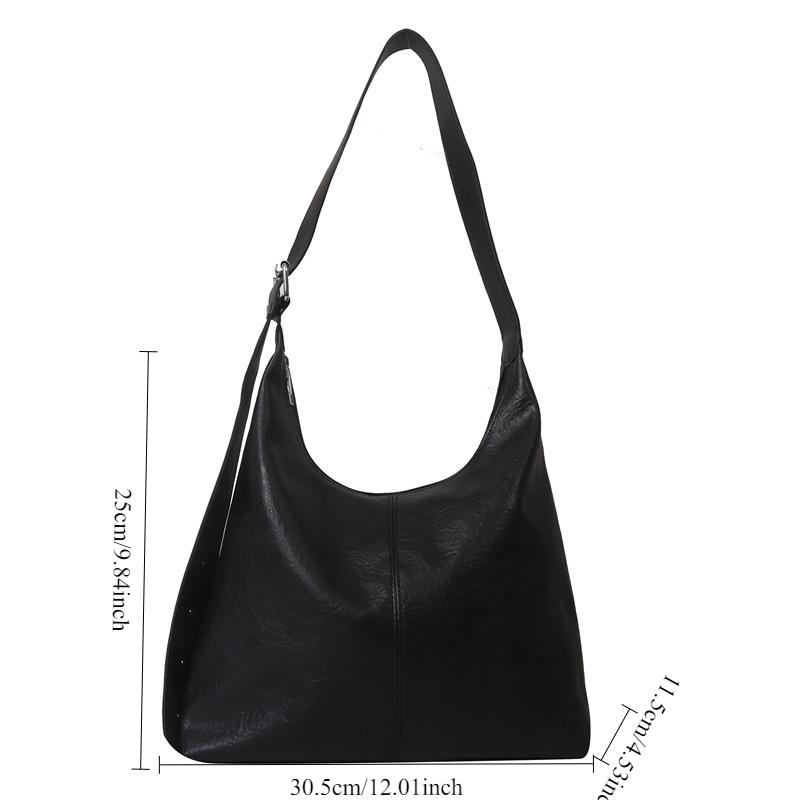 Popular Fashi Korean Versi Versatile Single Shoulder Underarm Bag, Commute Leather Handbag, Tote Bags Women's Zipper Closure