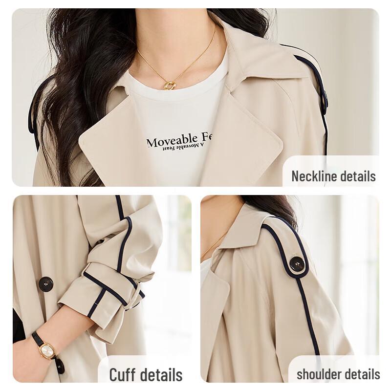 Women's Tie-Waist Mid-Length Windbreaker Trench Coat