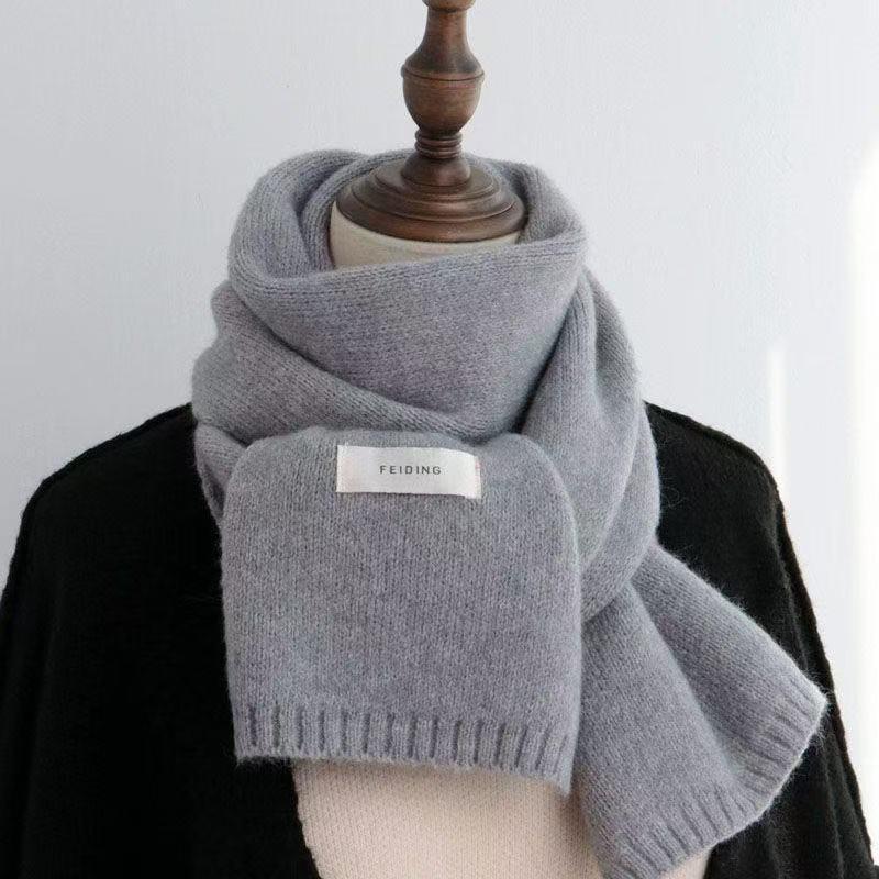 Women's 2025 Korean Style Winter Scarf: Thickened, Knitted, Solid Color, Versatile, and Warm for Students