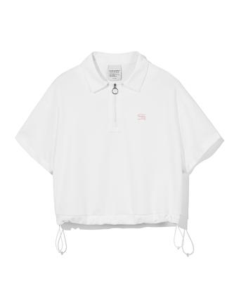 CGP (Women'S) Zip-Up Collared Short Sleeve T-Shirt_White