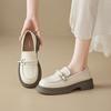 Augustine loafers women's 2025 new summer platform thick heel one pedal French single shoes British small leather shoes