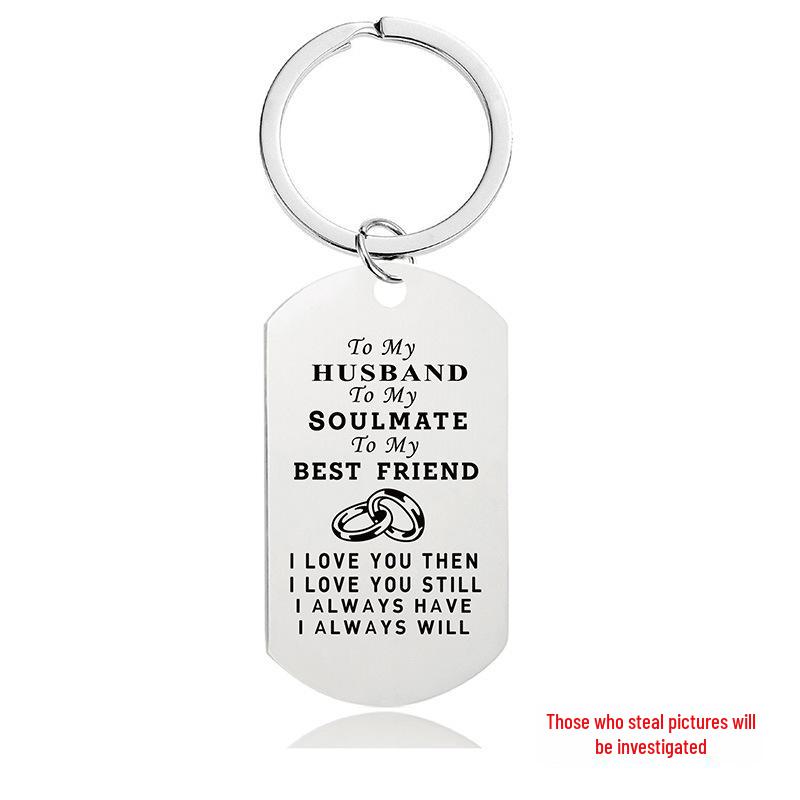 Breloc Militar Gravat din Oțel Inoxidabil - Cadou de Ziua Îndrăgostiților pentru Cupluri