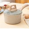 1Pc  Medical Stone Saucepan, With Wooden Handle, Non-stick Pot, Small Milk Pot, Baby Food Pot, For Home Kitchen Restaurant,