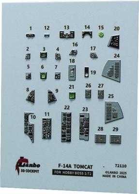 Lambo Models 1/72 F-14A Interior 3D Decal (for Hobby Boss) Plastic Model Decal LNB72110 (Airplane)
