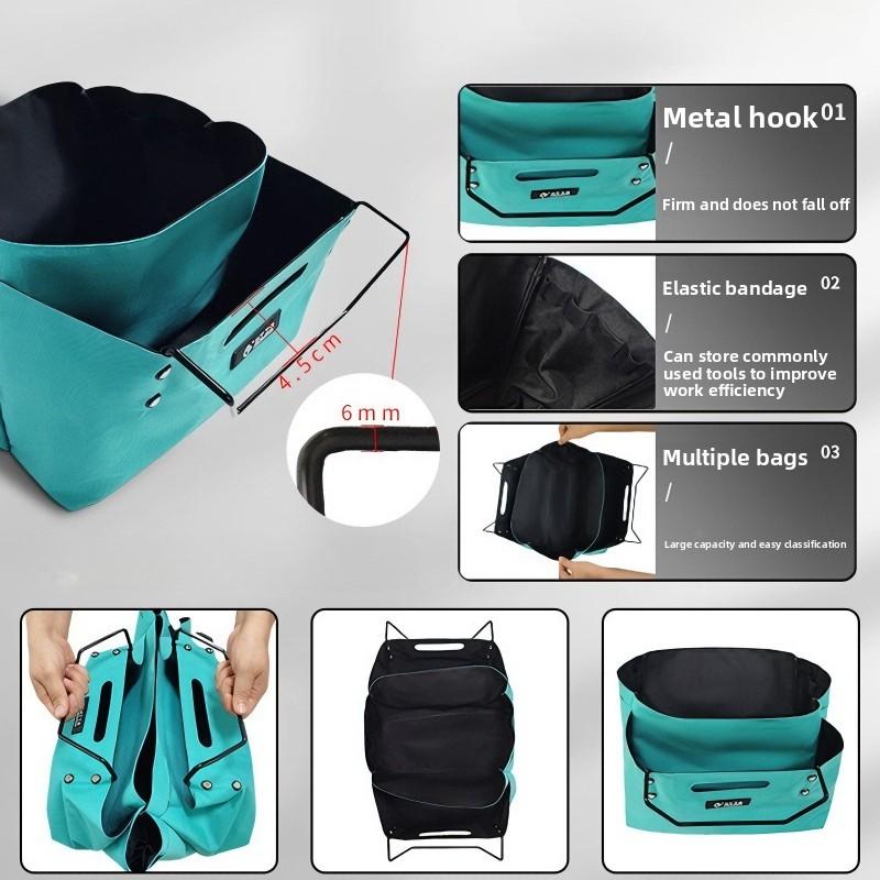 Telescoping Ladder Tool Bag Oxford Cloth with Hanging Hooks and Side Pockets for Electrician Tool Storage Organizador Tela