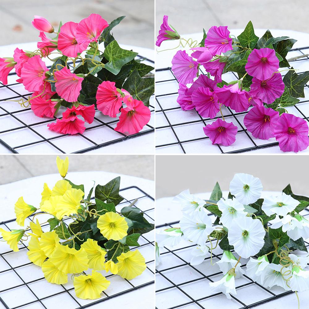 Fake Simulation Morning Glory Wedding Home Decor Rose Red Purple Yellow Branch Artificial Flowers For Wedding Garden Decoration
