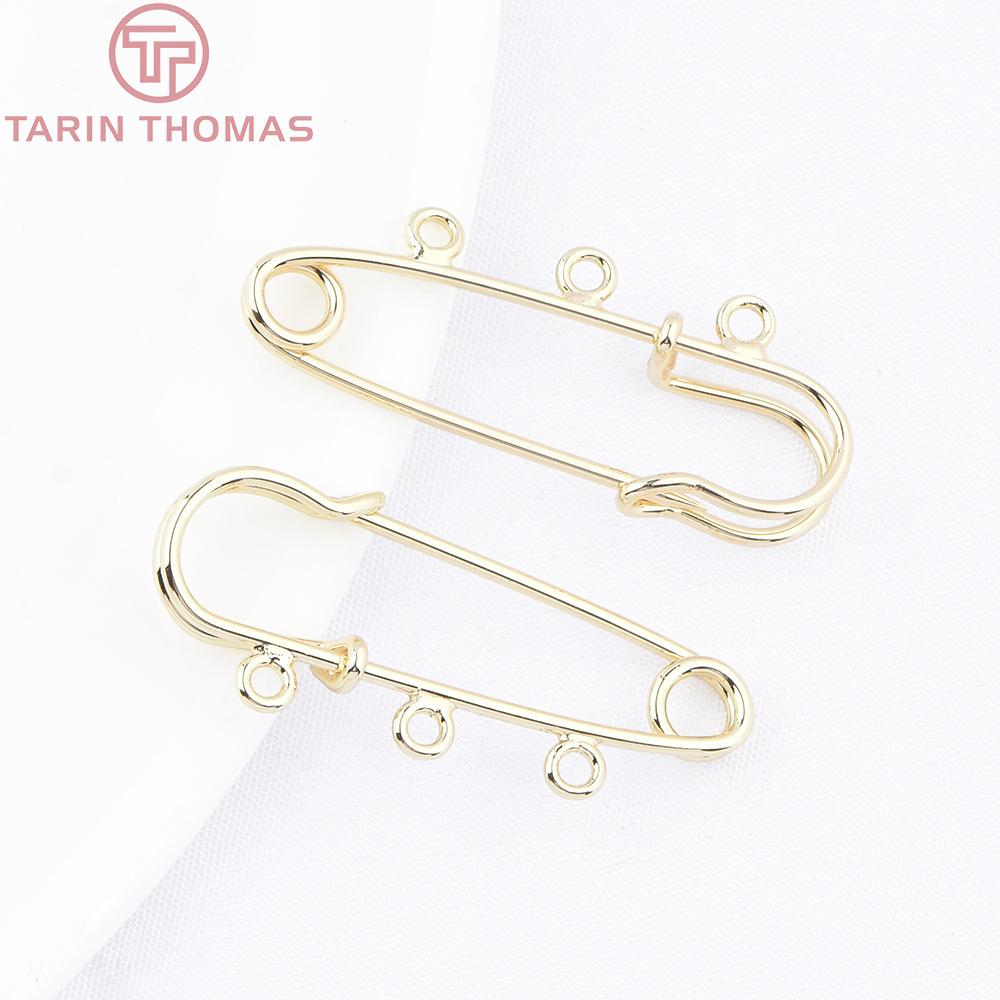 (9648) 6 Stück 24K Goldfarben Plattiertes Messing mit Löchern Kleidernadel Brosche Hohe Qualität DIY Schmuckherstellung Fundstücke Zubehör