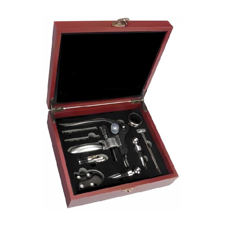 Zincs Alloys Bottle Opener and Vacuum Stoppers Wine Pourer Wine Opener Tool Set Corkscrew Wine Opener with Wood Case