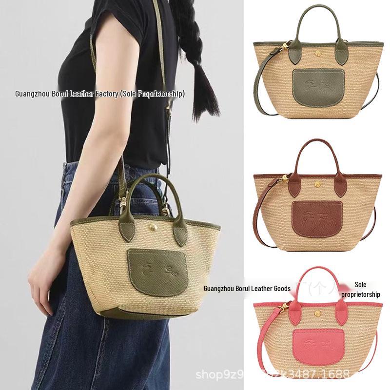 Genuine Leather Dragon Inlay Woven Tote & Crossbody Bag – Large Capacity Beach & Handbag Green with Gift Bag