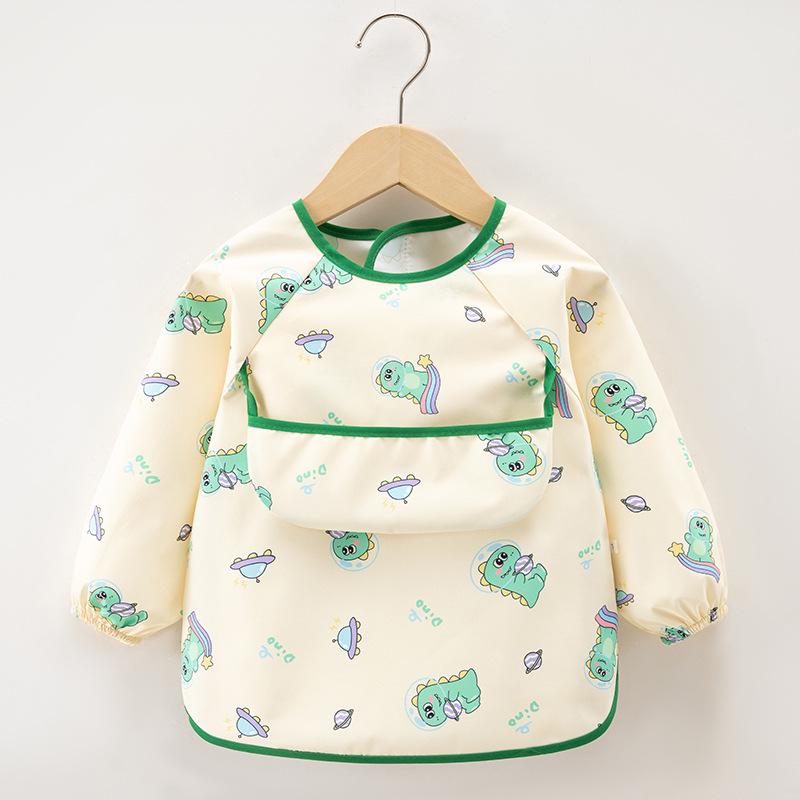 Waterproof Long Sleeve Smock Bib for Boys & Girls - Stain-Resistant Baby Eating Apron with Reverse Wear Protection