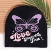 2000s Butterfly Pattern Knitted Hat Streetwear Design Breathable Acrylic Fibre Hat For Outdoor Music Festival Daily Use