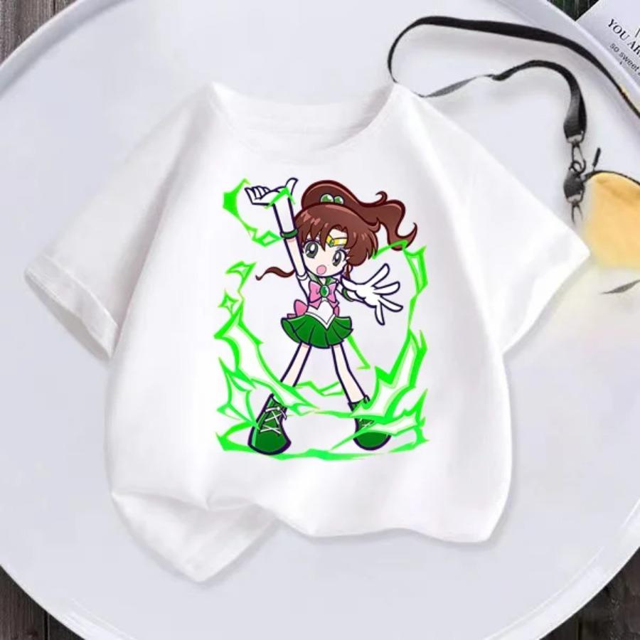 Summer New Kids T-shirt Anime Sailor Moon Girl T-shirt Fashion Cute Girl Anime Harajuku Style Short Sleeve T-shirt Top