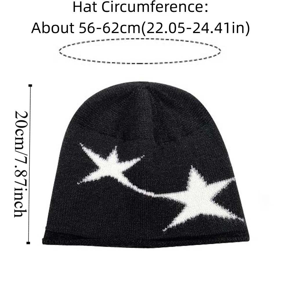 Versatile Elastic Star Knitted Hat Streetwear Hip-hop Jacquard Woolen Hat Korean Style Soft Y2K Pullover Cap Women