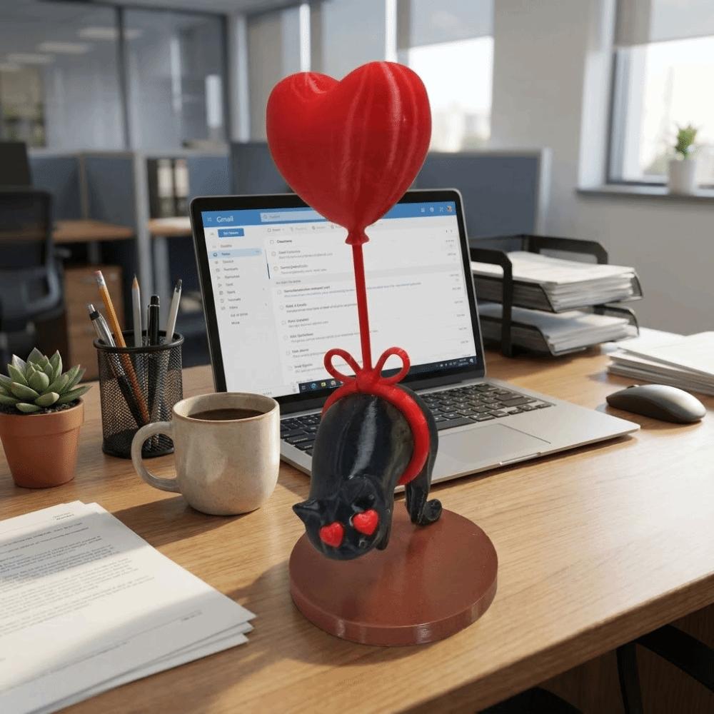 Romantic Cat Heart Balloon Decoration Suspended Black Cat Desktop Decoration  Office Desk